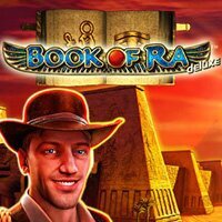Slots logo of Book of Ra Deluxe from Novomatic at Lalabet